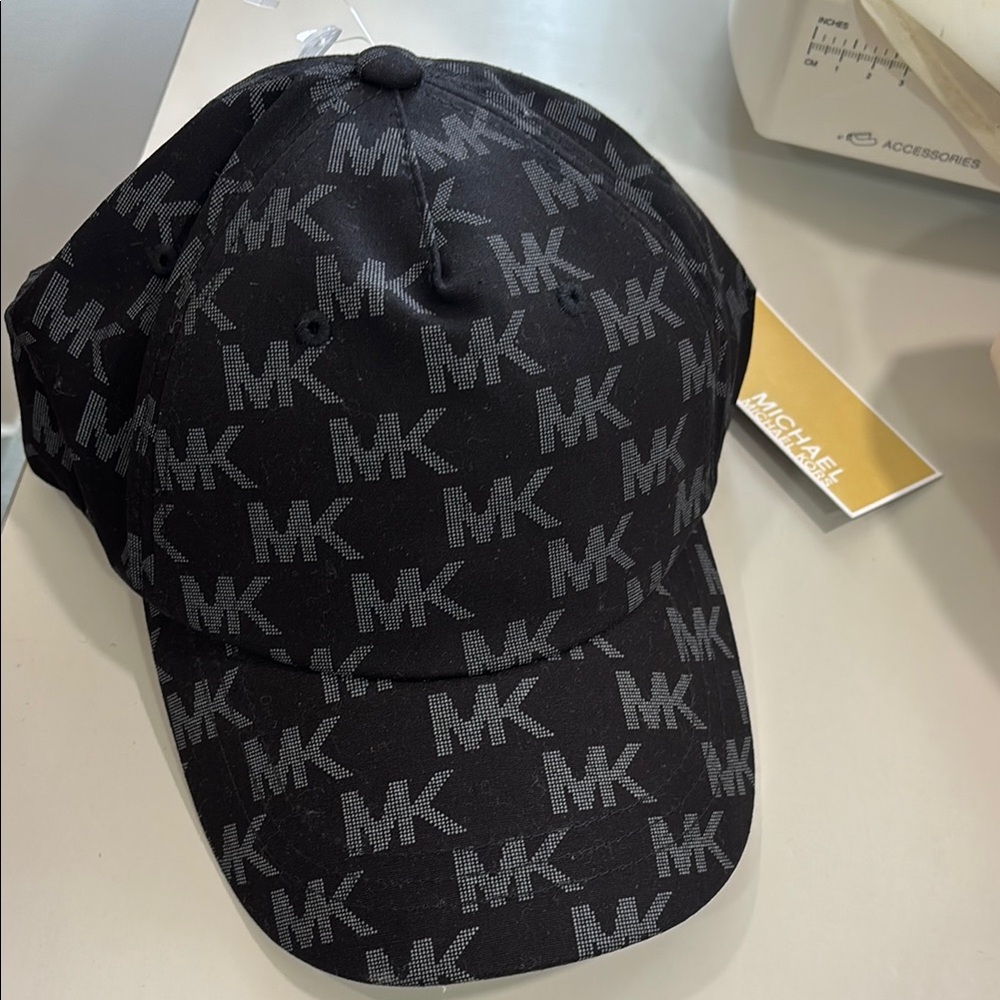 Michael Kors Black and Gray Monogram Hat